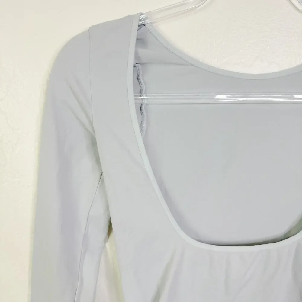 Free People Intimately Slim Fit Low-Back Seamless Long Sleeve Top Light Blue M/L